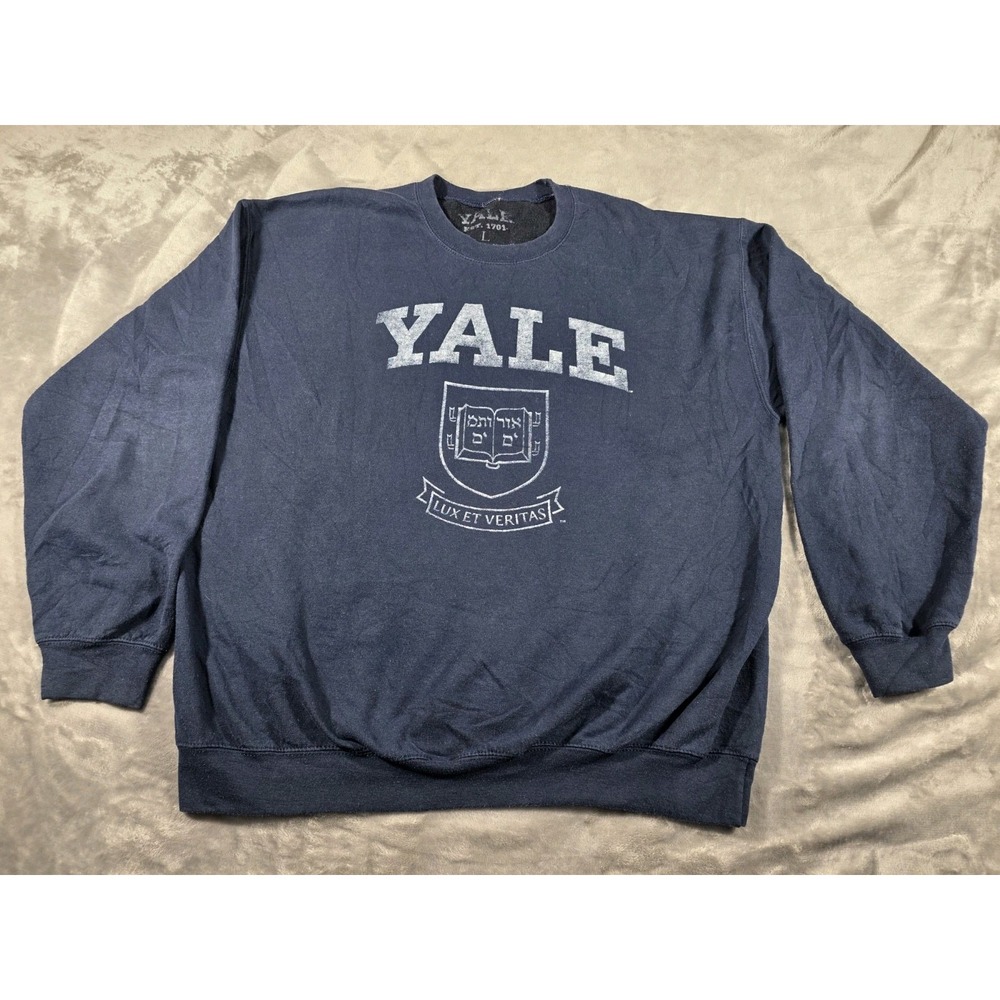 Yale University College Crewneck Sweatshirt Men's Large Blue Graphic Print Logo